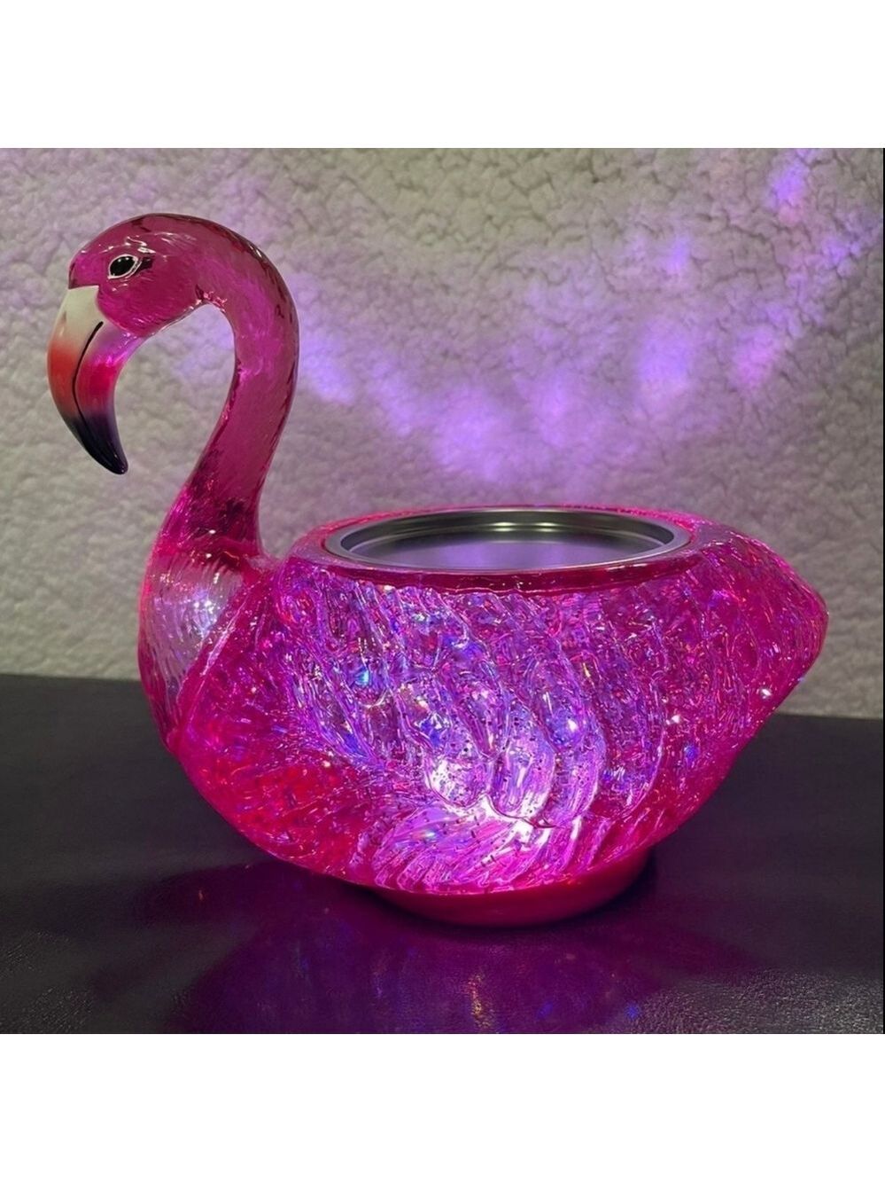 FLAMINGO WATER GLOBE 3-WICK PEDESTAL CANDLE HOLDER by Bath and Body Works - Picture 1 of 7